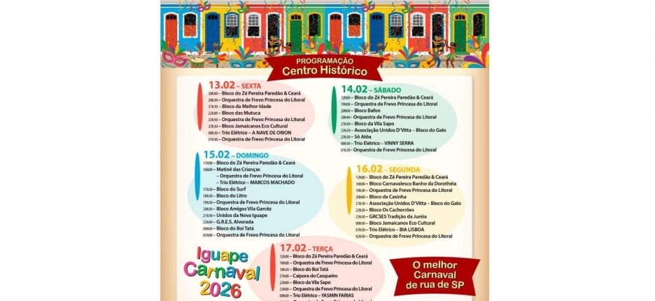 CARNAVAL IGUAPE 2026 - CENTRO HIST�RICO - BARRA DO RIBEIRA - ICAPARA