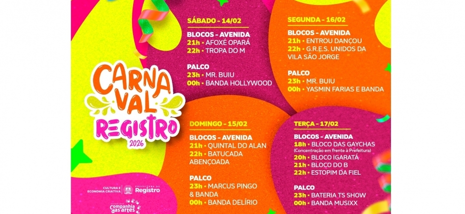 Registro se prepara para quatro noites de Carnaval na Pra�a Beira Rio